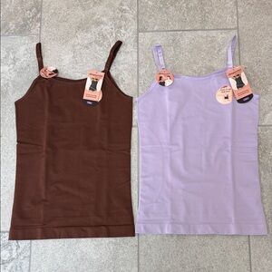 Shapermint Cinnamon Brown and Lavender Camisole Tops (pair)